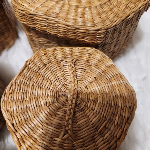 Vintage Handwoven Jiangxi Handicrafts Nesting Baskets Set Of 5 - Picture 10 of 15